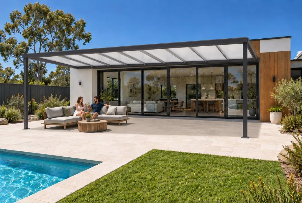 Polycarbonate Roof Patio added to the same backyard